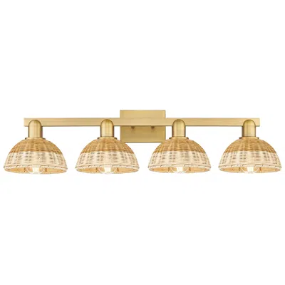 Innovations Lighting Natural Ballston Dome 36"w 4-lt Brass Bath-lt W/ Basketweave Shade In Gold