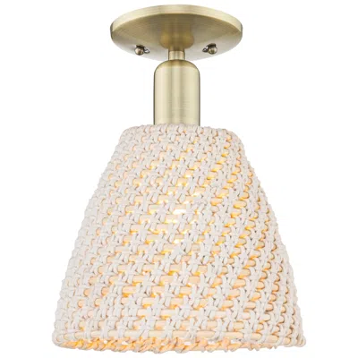 Innovations Lighting Natural Ballston Dome 9"w Antique Brass Semi-flush With Fiber Shade
