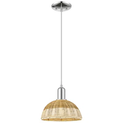 Innovations Lighting Natural Ballston Dome 9"w Chrome Cord Mini Pendant W/ Fiber Shade