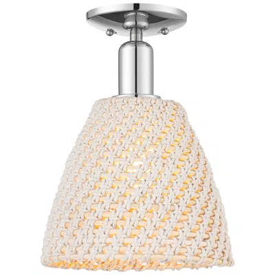 Innovations Lighting Natural Ballston Dome 9"w Chrome Semi-flush With Natural Fiber Shade