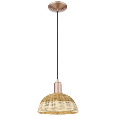 Innovations Lighting Natural Ballston Dome 9"w Copper Cord Mini Pendant W/ Fiber Shade