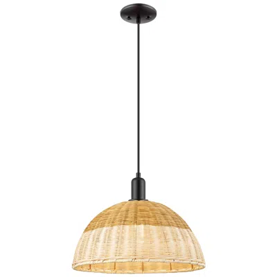Innovations Lighting Natural Ballston Dome Wide Black Cord Mini Pendant W/ 16" Basketweave