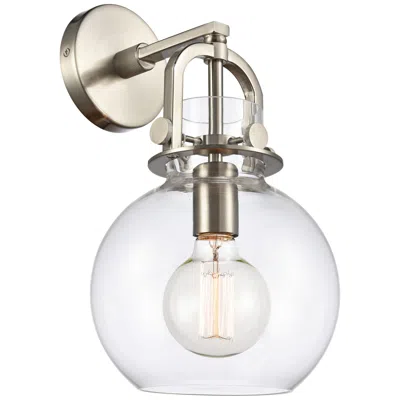 Innovations Lighting Newton 14" High Brushed Satin Nickel Globe Glass Wall Sconce