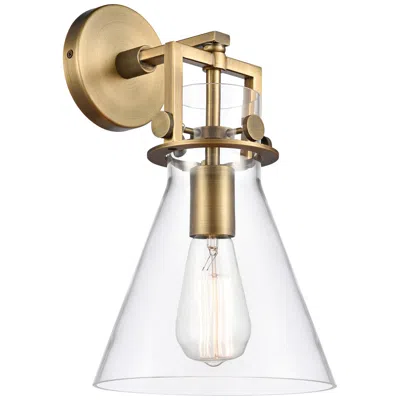 Innovations Lighting Newton 14"h Brushed Brass Truncated Cone Glass Wall Sconce