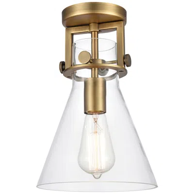 Innovations Lighting Newton 8"w Brushed Brass Truncated Cone Glass Ceiling Light