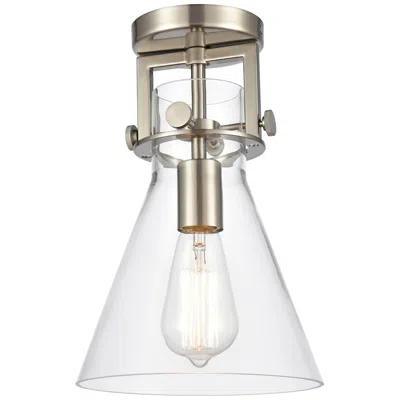 Innovations Lighting Newton 8"w Satin Nickel Truncated Cone Glass Ceiling Light