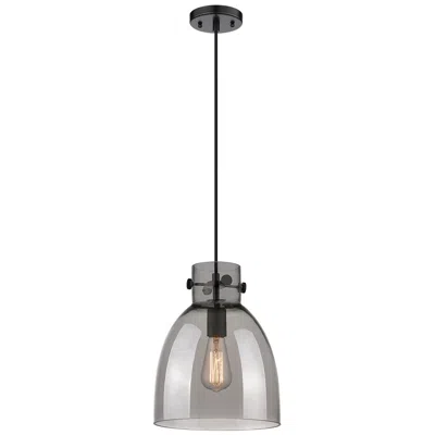Innovations Lighting Newton Bell 10" Wide Matte Black Cord Hung Pendant With Plated Smoke S In Gray