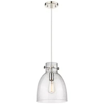Innovations Lighting Newton Bell 10" Wide Polished Nickel Cord Hung Pendant With Seedy Shad