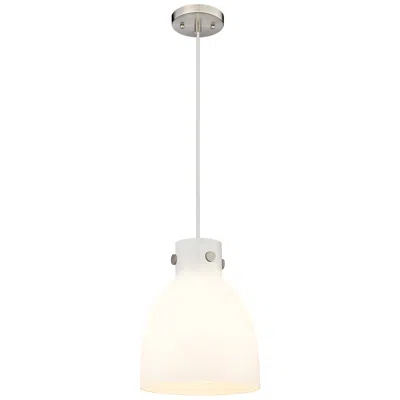 Innovations Lighting Newton Bell 10" Wide Satin Nickel Cord Hung Pendant With Matte White S