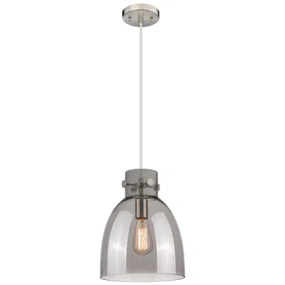 Innovations Lighting Newton Bell 10" Wide Satin Nickel Cord Hung Pendant With Plated Smoke