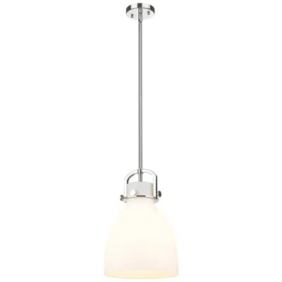 Innovations Lighting Newton Bell 10" Wide Stem Hung Polished Nickel Pendant With White Shad
