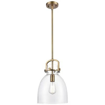 Innovations Lighting Newton Bell 10"w Brushed Brass Mini Pendant W/ Clear Glass