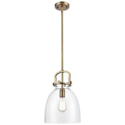 Innovations Lighting Newton Bell 10"w Brushed Brass Mini Pendant W/ Clear Shade