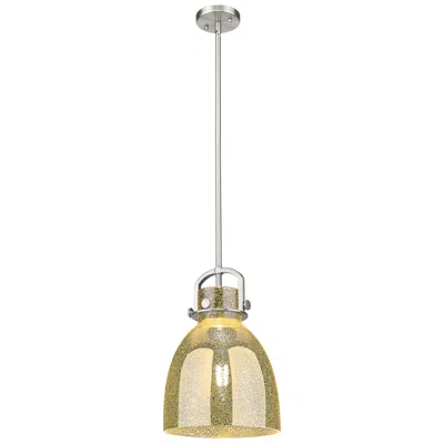 Innovations Lighting Newton Bell 10"w Satin Nickel Stem Arched Pendant With Mercury Shade