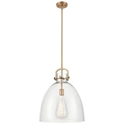 Innovations Lighting Newton Bell 16" Wide Brushed Brass Downrod Hung Pendant Light