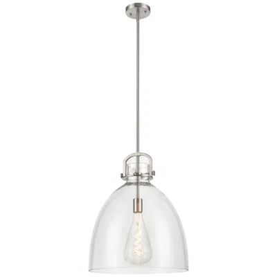 Innovations Lighting Newton Bell 16"w Brushed Nickel Pendant Light W/ Clear Shade