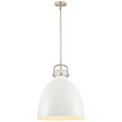 Innovations Lighting Newton Bell 16"w Satin Nickel And Matte White Pendant Light