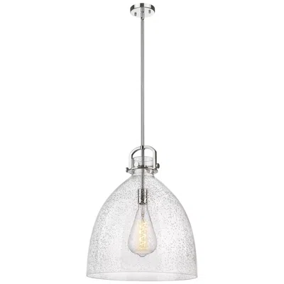 Innovations Lighting Newton Bell 18" Wide Stem Hung Polished Nickel Pendant With Seedy Shad