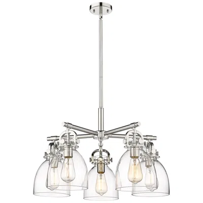 Innovations Lighting Newton Bell 26"w 5 Light Polished Nickel Stemmed Chandelier W/ Clear S
