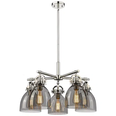 Innovations Lighting Newton Bell 26"w 5 Light Polished Nickel Stemmed Chandelier W/ Smoke S