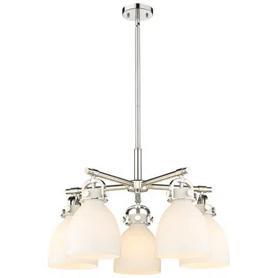 Innovations Lighting Newton Bell 26"w 5 Light Polished Nickel Stemmed Chandelier W/ White S