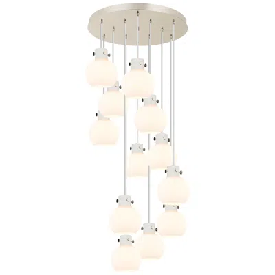 Innovations Lighting Newton Bell 39.75" Wide 3 Light Brushed Brass Linear Pendant W/ White In Gold
