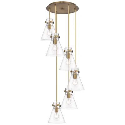 Innovations Lighting Newton Bell 39.75"w 3 Light Brushed Nickel Linear Pendant W/ Smoke Sha