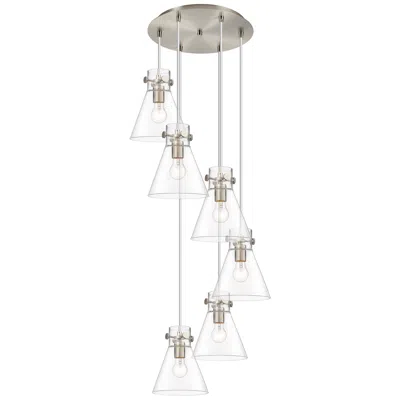 Innovations Lighting Newton Bell 39.75"w 3 Light Polished Nickel Linear Pendant W/ Clear Shade