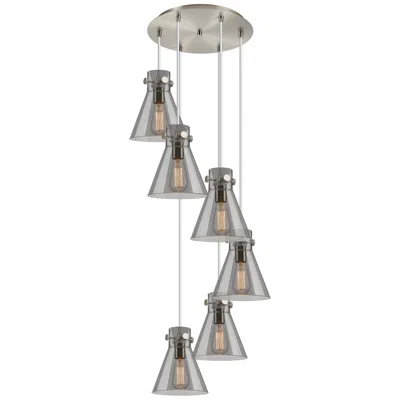 Innovations Lighting Newton Bell 39.75"w 3 Light Polished Nickel Linear Pendant W/ Smoke Sh