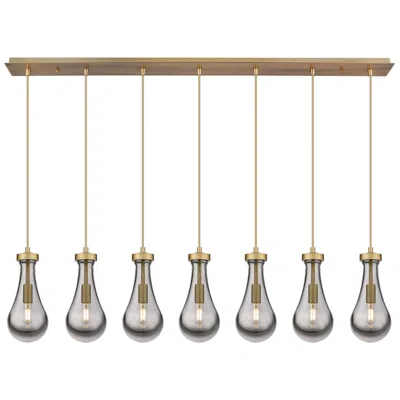 Innovations Lighting Newton Bell 51.75" Wide 7 Light Matte Black Linear Pendant With Seedy