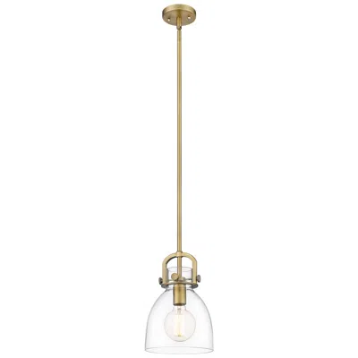 Innovations Lighting Newton Bell 8" Brushed Brass Stem Hung Mini Pendant