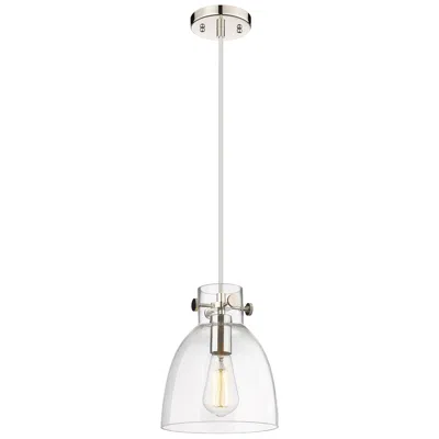Innovations Lighting Newton Bell 8" Wide Polished Nickel Cord Hung Pendant With Clear Shade