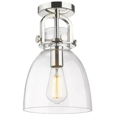 Innovations Lighting Newton Bell 8" Wide Polished Nickel Flush Mount With Clear Shade
