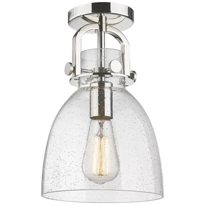 Innovations Lighting Newton Bell 8" Wide Polished Nickel Flush Mount With Seedy Shade