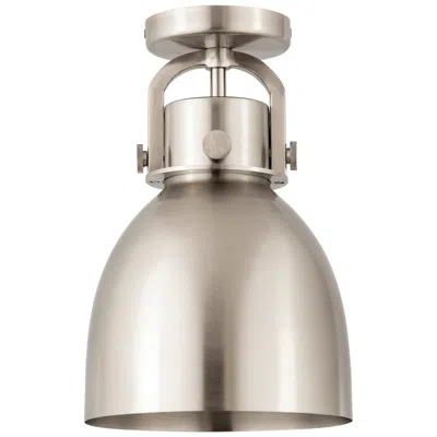 Innovations Lighting Newton Bell 8" Wide Satin Nickel Flush Mount With Satin Nickel Shade