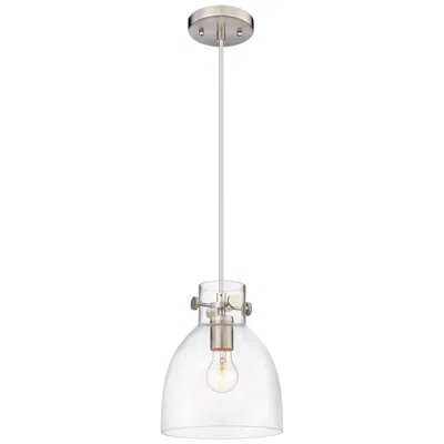 Innovations Lighting Newton Bell 8"w Brushed Satin Nickel And Clear Glass Mini Pendant