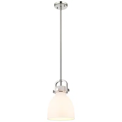 Innovations Lighting Newton Bell 8"w Polished Nickel And White Glass Mini Pendant