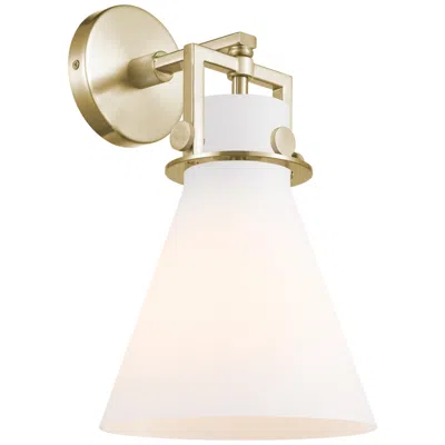 Innovations Lighting Newton Cone - 1 Light - 8 Inch - Champagne Brz - Cased Matte White Sconce In Gold