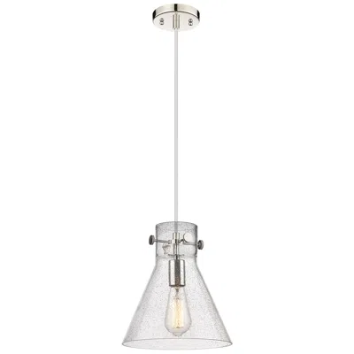 Innovations Lighting Newton Cone 10" Wide Polished Nickel Cord Hung Pendant With Seedy Shad