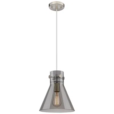 Innovations Lighting Newton Cone 10" Wide Satin Nickel Cord Hung Pendant With Plated Smoke