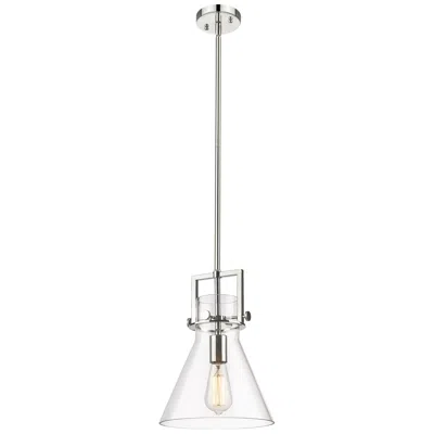 Innovations Lighting Newton Cone 10" Wide Stem Hung Polished Nickel Pendant With Seedy Shad