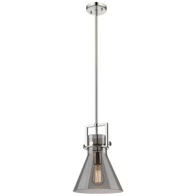 Innovations Lighting Newton Cone 10" Wide Stem Hung Polished Nickel Pendant With Smoke Shad