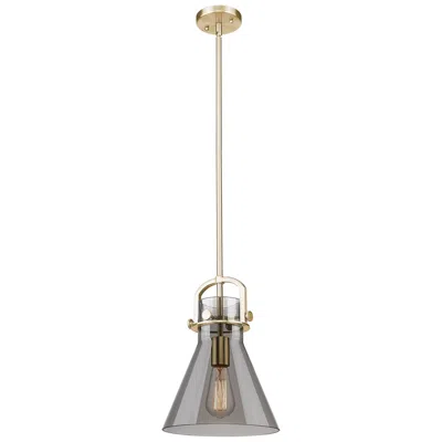 Innovations Lighting Newton Cone 10"w Champagne Stem Arch Mini Pendant W/ Smoke Shade