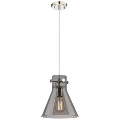 Innovations Lighting Newton Cone 10"w Polished Nickel Cord Hung Pendant With Plated Smoke S