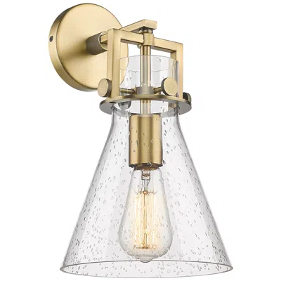 Innovations Lighting Newton Cone 14" High Brushed Brass Sconce With Seedy Shade