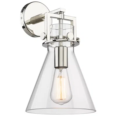 Innovations Lighting Newton Cone 14" High Polished Nickel Sconce With Clear Shade