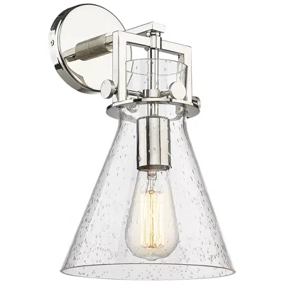 Innovations Lighting Newton Cone 14" High Polished Nickel Sconce With Seedy Shade
