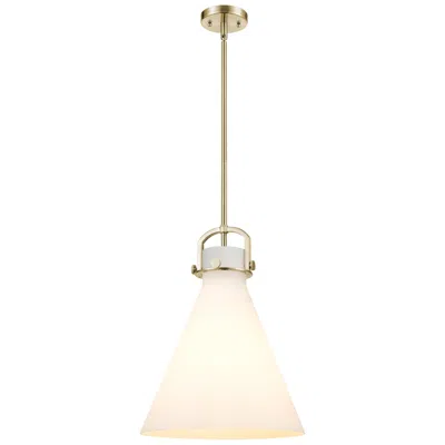 Innovations Lighting Newton Cone 14"w Champagne Bronze Stem Arched Pendant With White Shade