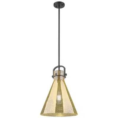 Innovations Lighting Newton Cone 14"w Matte Black Stem Arched Pendant With Mercury Shade