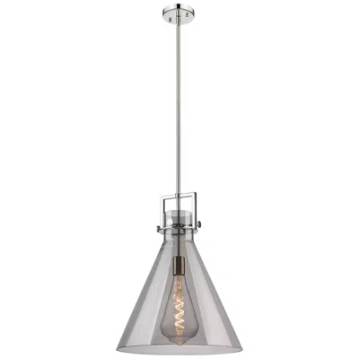 Innovations Lighting Newton Cone 16" Wide Stem Hung Polished Nickel Pendant With Smoke Shad
